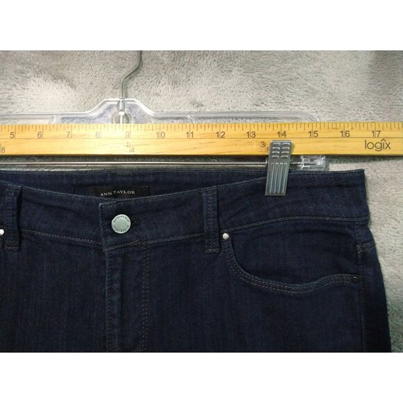 Ann Taylor Jeans Womens 10 Blue Denim Boot Curvy Fit Mid Rise Dark Wash - Picture 3 of 9